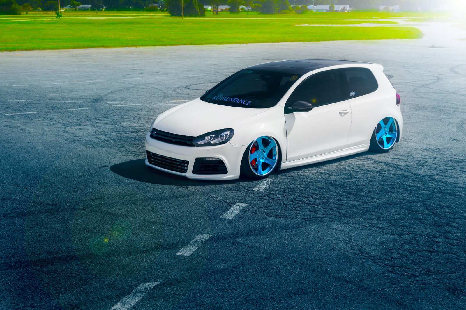 bleu, herbe, blanc, Couleur, Soleil, Position, Volkswagen, roues