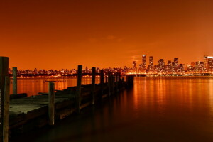 Rio Hudson, Última chamada, Cidade de Nova York, noite, cais, weehawken