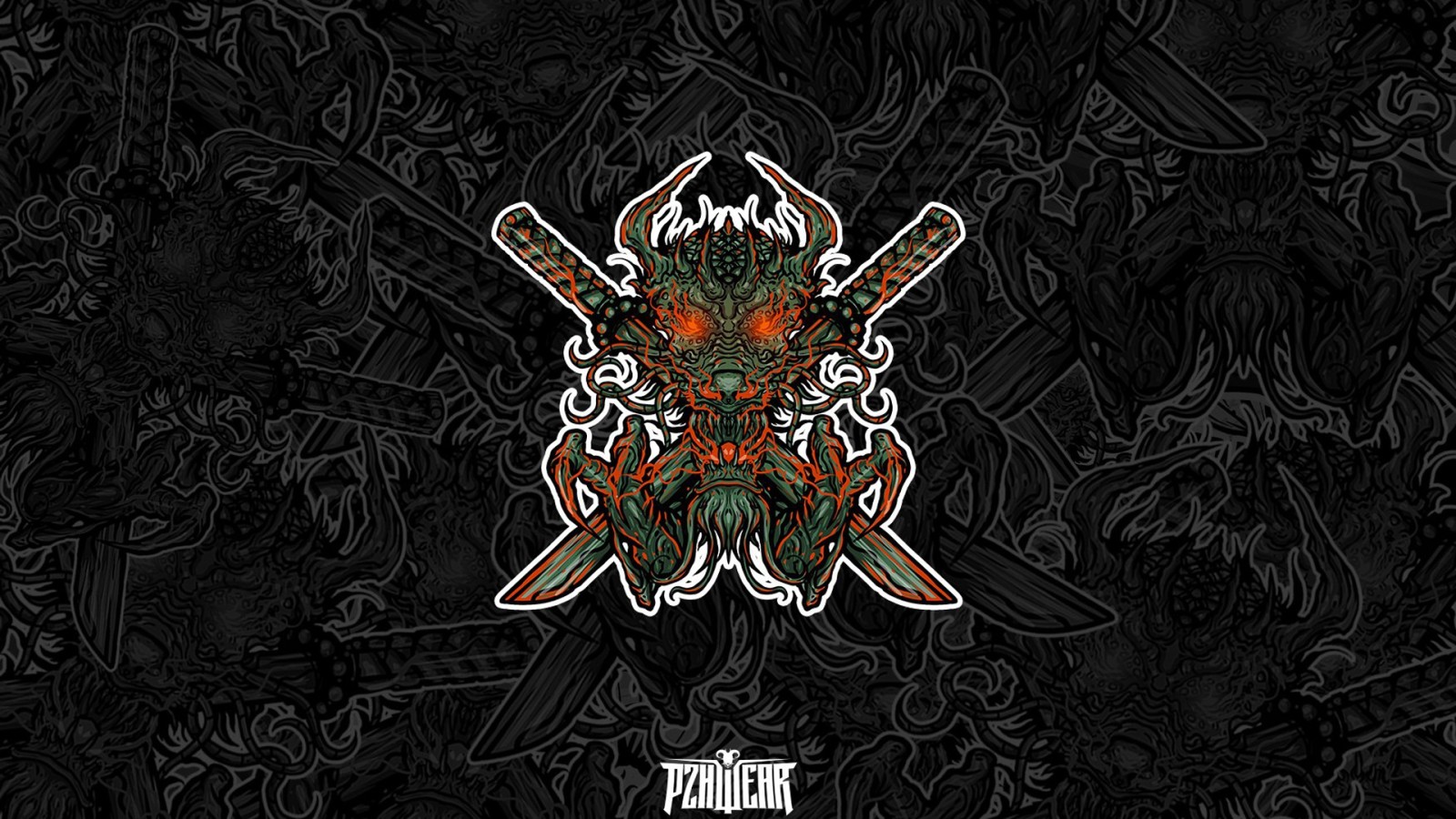 dragon, fire, minimalism, swords, Forever young, PZH, PZHWEAR, sticker #1