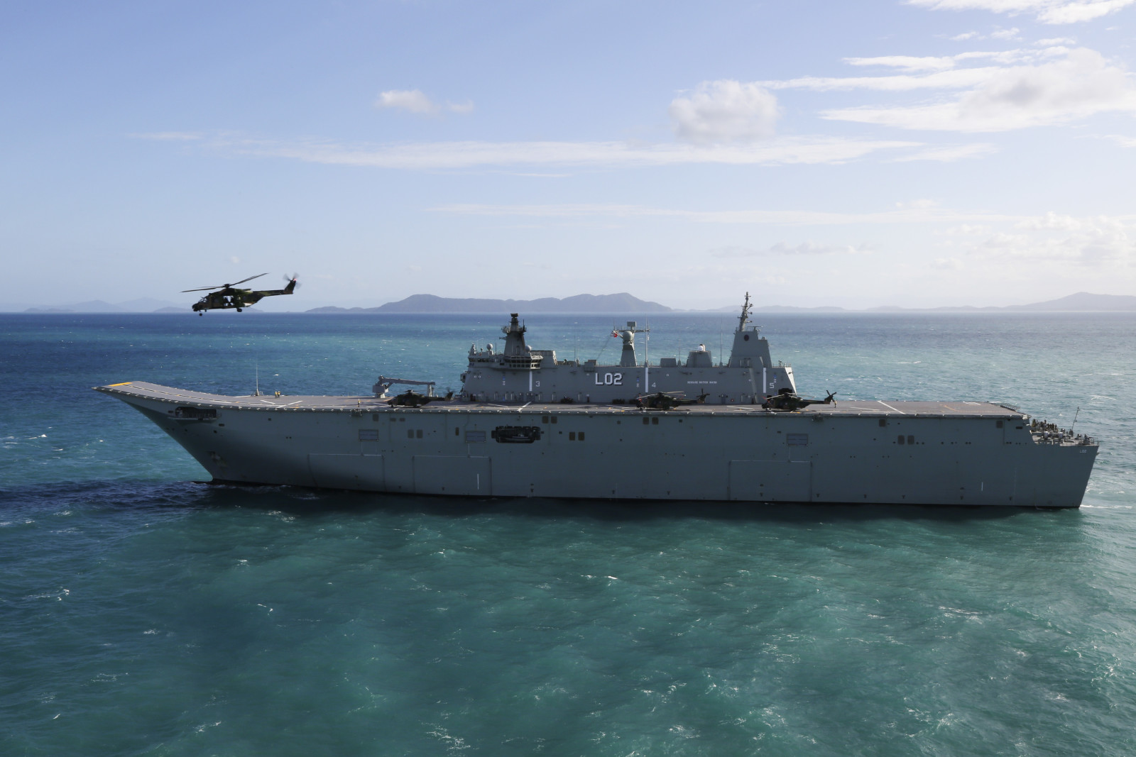 mar, aterrissagem, helicóptero para navio, HMAS Canberra