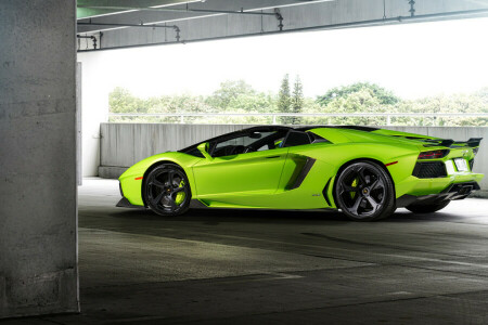 2015, Aventador, cupé, verde, Lamborghini, lp-700-4, Coche de turismo, superdeportivo