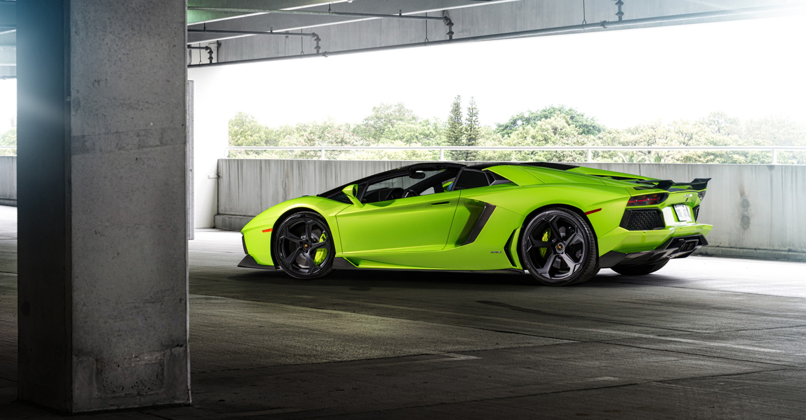 Lamborghini, supercar, Aventador, cupeu, verde, Roadster, 2015, lp-700-4