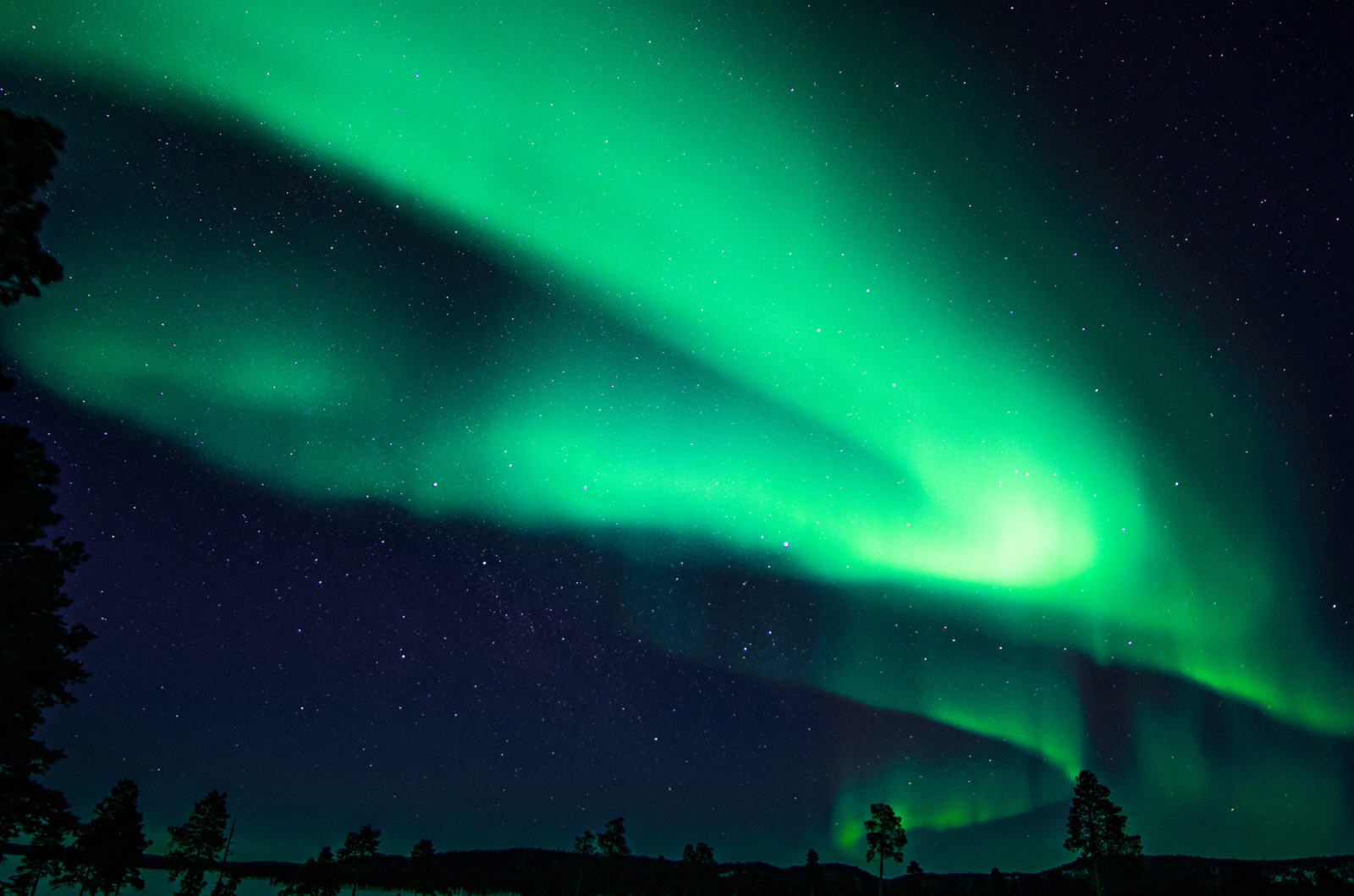 the sky, night, Finland, stars, Northern Lights