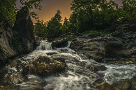 Castagniccia, Corsica, Fium'Altu, Francia, fiume, pietre, alberi