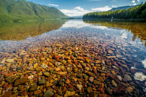 Gletscher-Nationalpark, See, Lake McDonald, Landschaft, Montana, Natur, Steine, Wasser