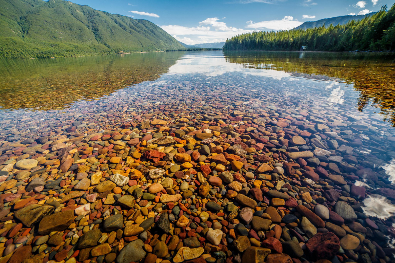 Natura, jezioro, krajobraz, kamienie, woda, Montana, Park Narodowy Glacier, Lake McDonald