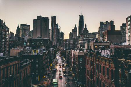 1WTC, cars, horizont, život, Manhattan, pohyb, New York, Jedno Svetové obchodné centrum