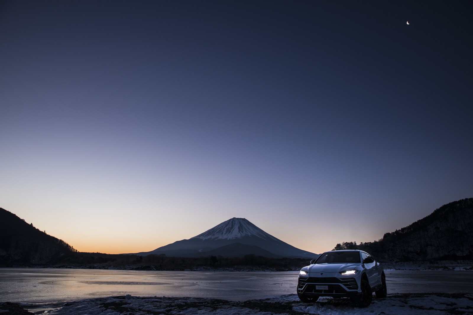 de avond, Berg, Lamborghini, Japan, schemering, crossover, 2018, Fuji