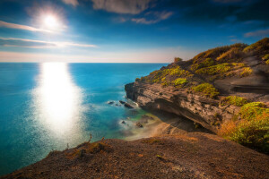 Cap d'agde, cap, France, paysage, rochers, mer, le soleil