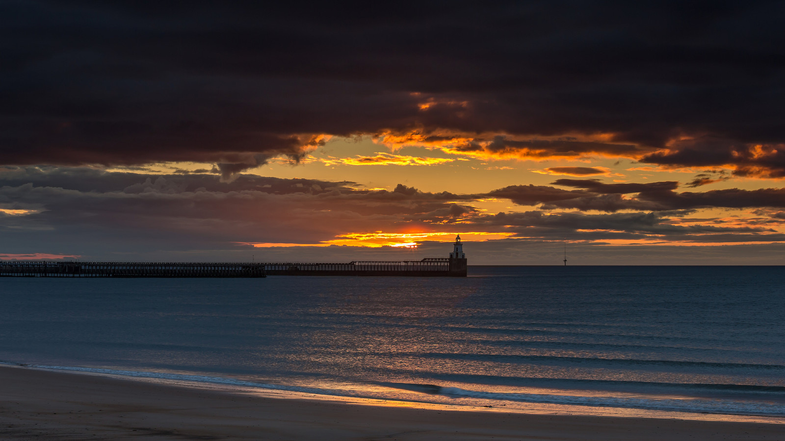 natureza, de praia, nuvens, O oceano, Farol, alvorecer, perfurar