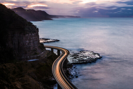 costa, strada, rocce, pietre, L'oceano, traccia