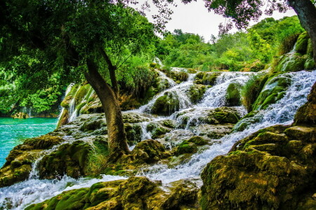 Hırvatistan, Krka, doğa, Park, Fotoğraf, şelale