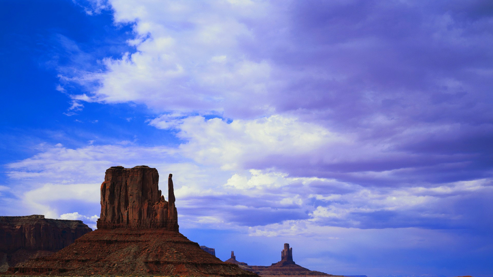 the sky, clouds, mountains, rocks, America, Prairie