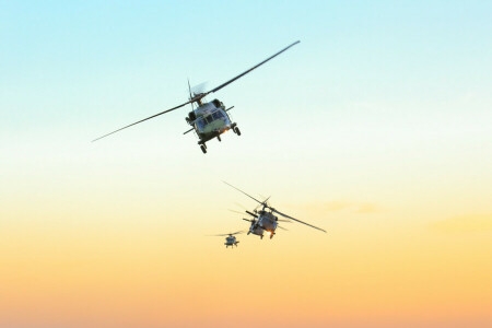 Black Hawk, FAB, sunset, the sky