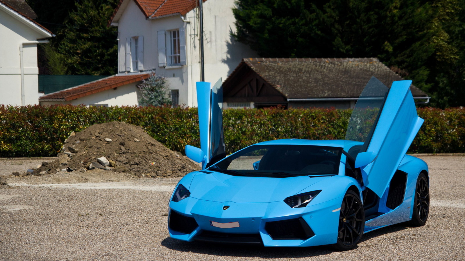 mavi, Lamborghini, süper, Aventador, Fransa, Paris, acayip, LP700-4