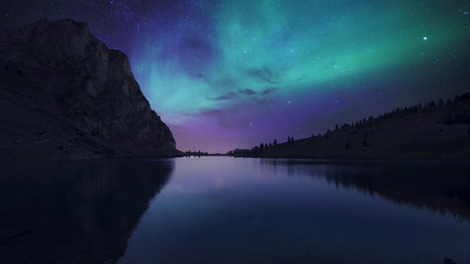 naturaleza, el cielo, Suiza, lago, noche, Lago Bannalp