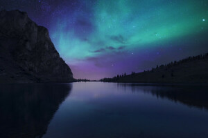 lago, Lago Bannalp, naturaleza, noche, Suiza, el cielo