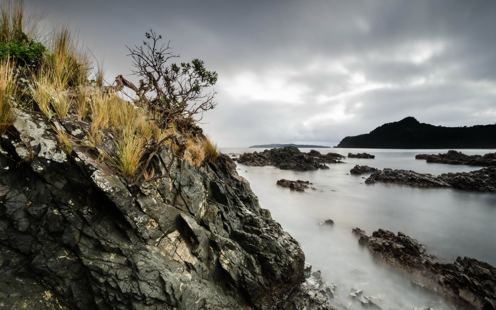 panorama, mar, pedras