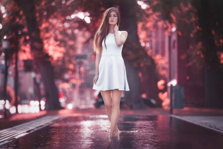 BELLEZZA, bokeh, colore, carino, vestito, moda, ragazza, leggero