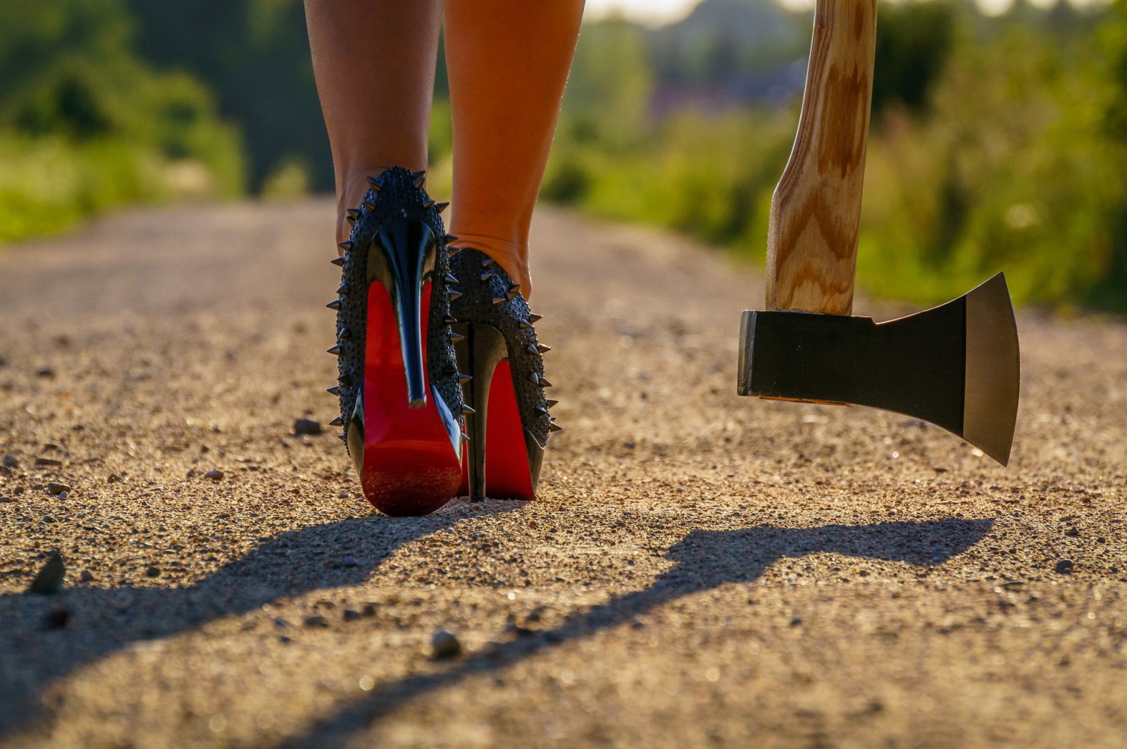 girl, road, Axe