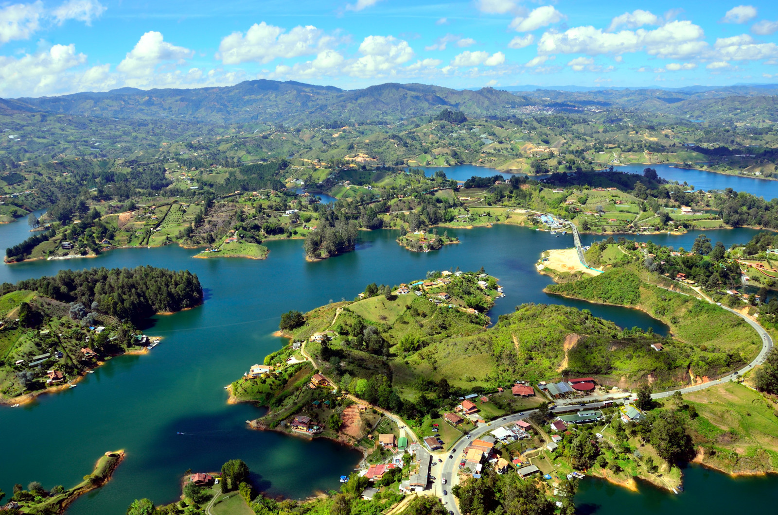 rivière, panorama, îles, Colombie, Guatape