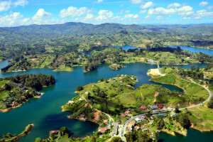 Colômbia, Guatape, Ilhas, panorama, rio