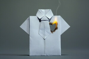 fire, heart, paper