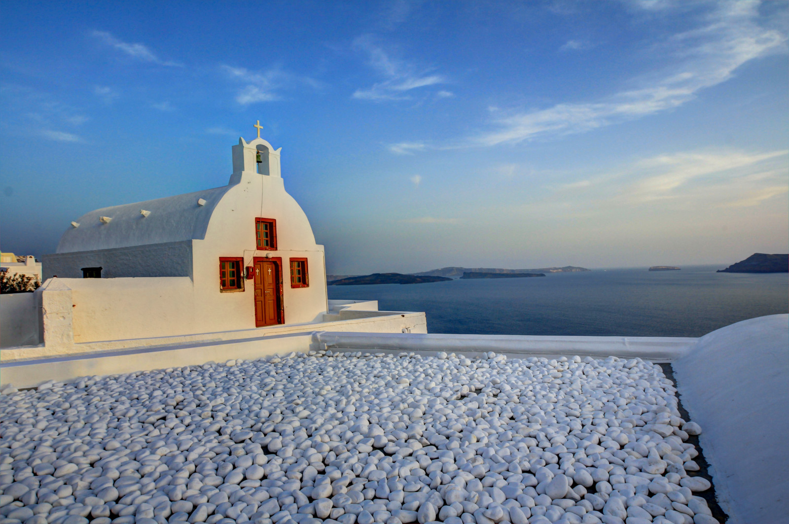 Le ciel, mer, île, montagnes, Église, Grèce, Santorin