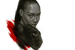 kunst, model-, Naomi Campbell, Panter