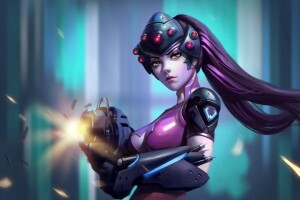 BELEZA, Nevasca, fps, menina, Overwatch, armas, Widowmaker