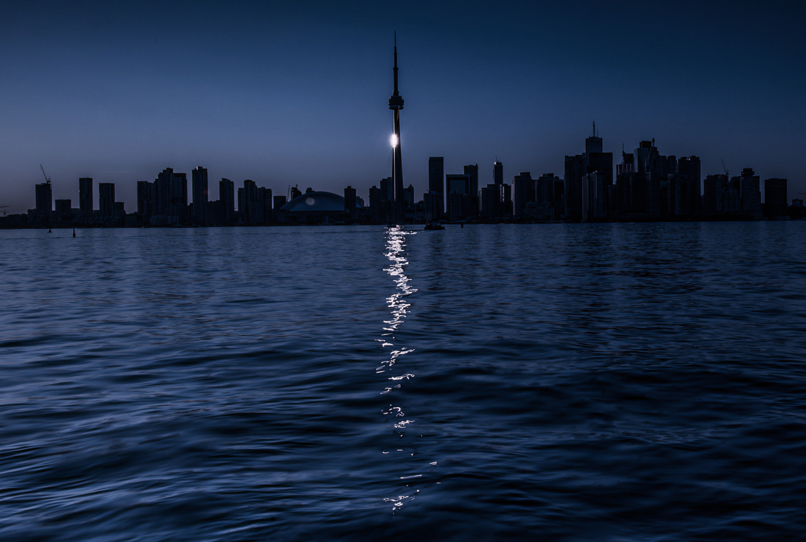 meer, nacht, maanlicht, Toronto