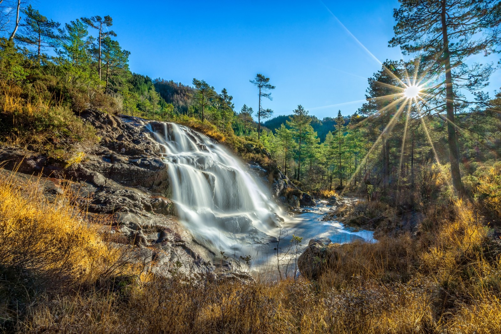 Skov, vandfald, Norge, solen, Rogaland, Kvitingen