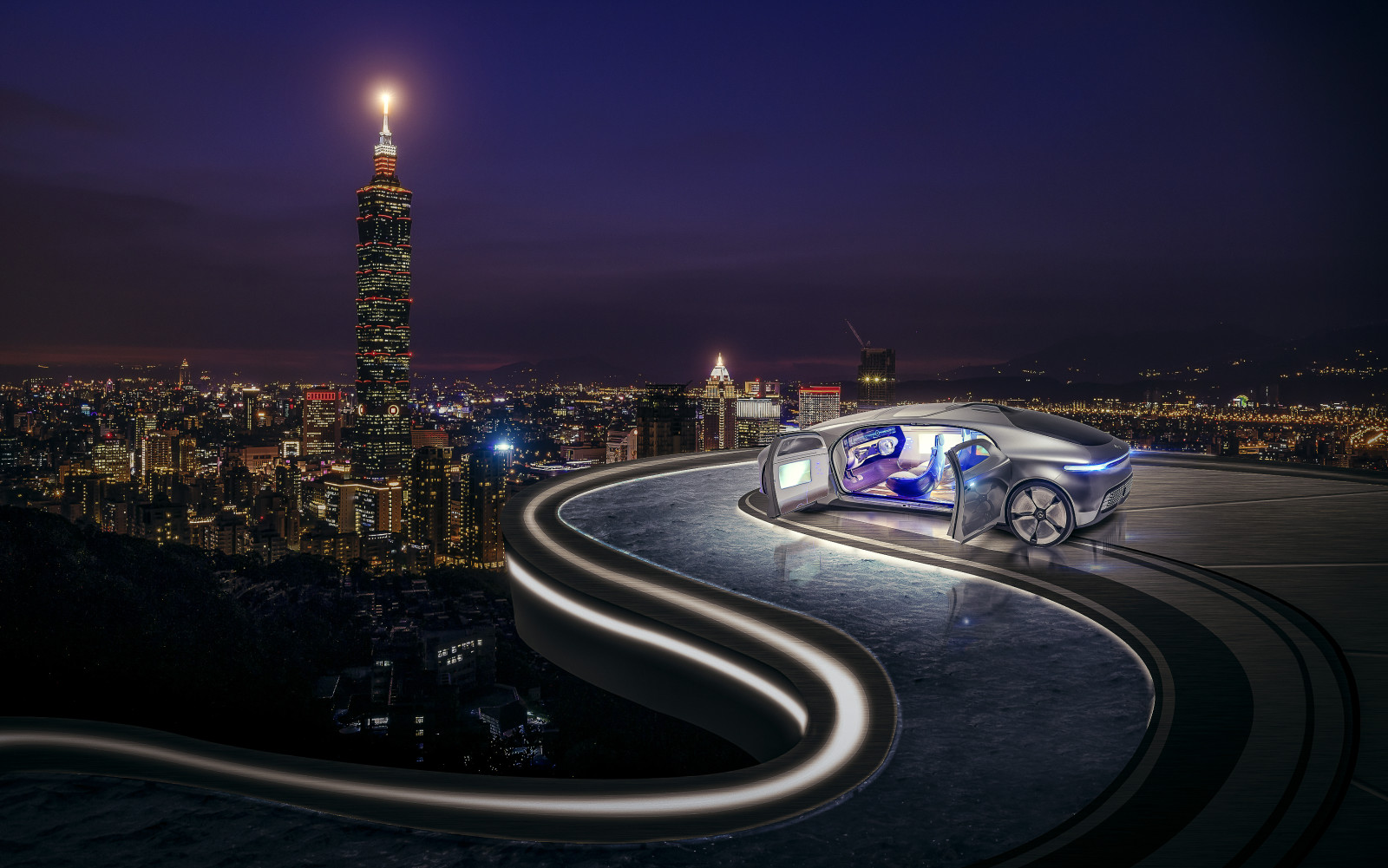 la ciudad, ciudad de noche, auto, panorama, Máquina