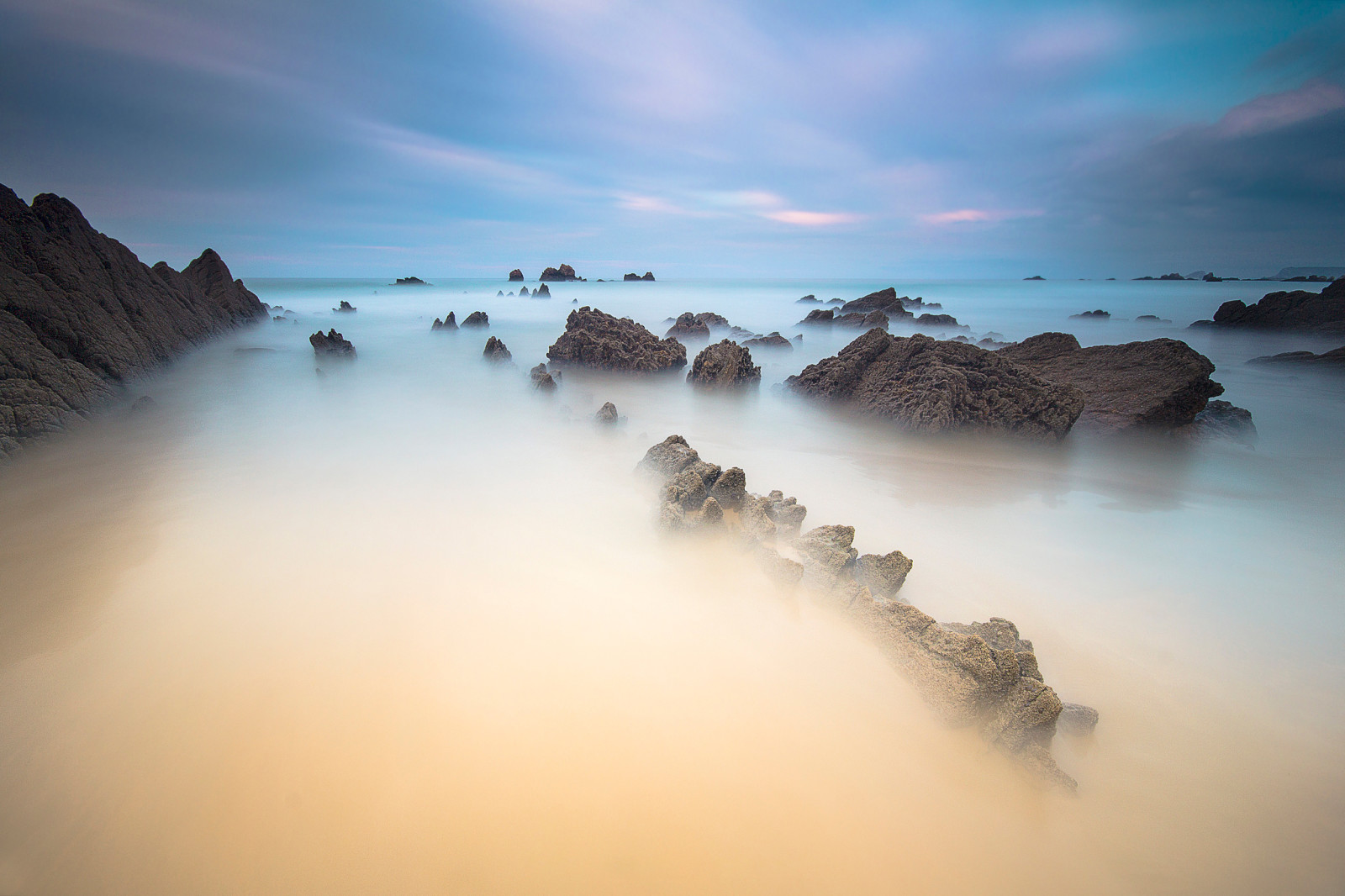 o céu, pedras, mar, nuvens, pedras