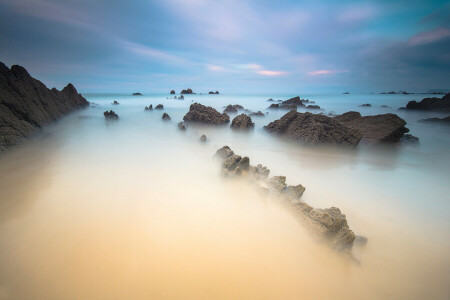 nubes, rocas, mar, piedras, el cielo