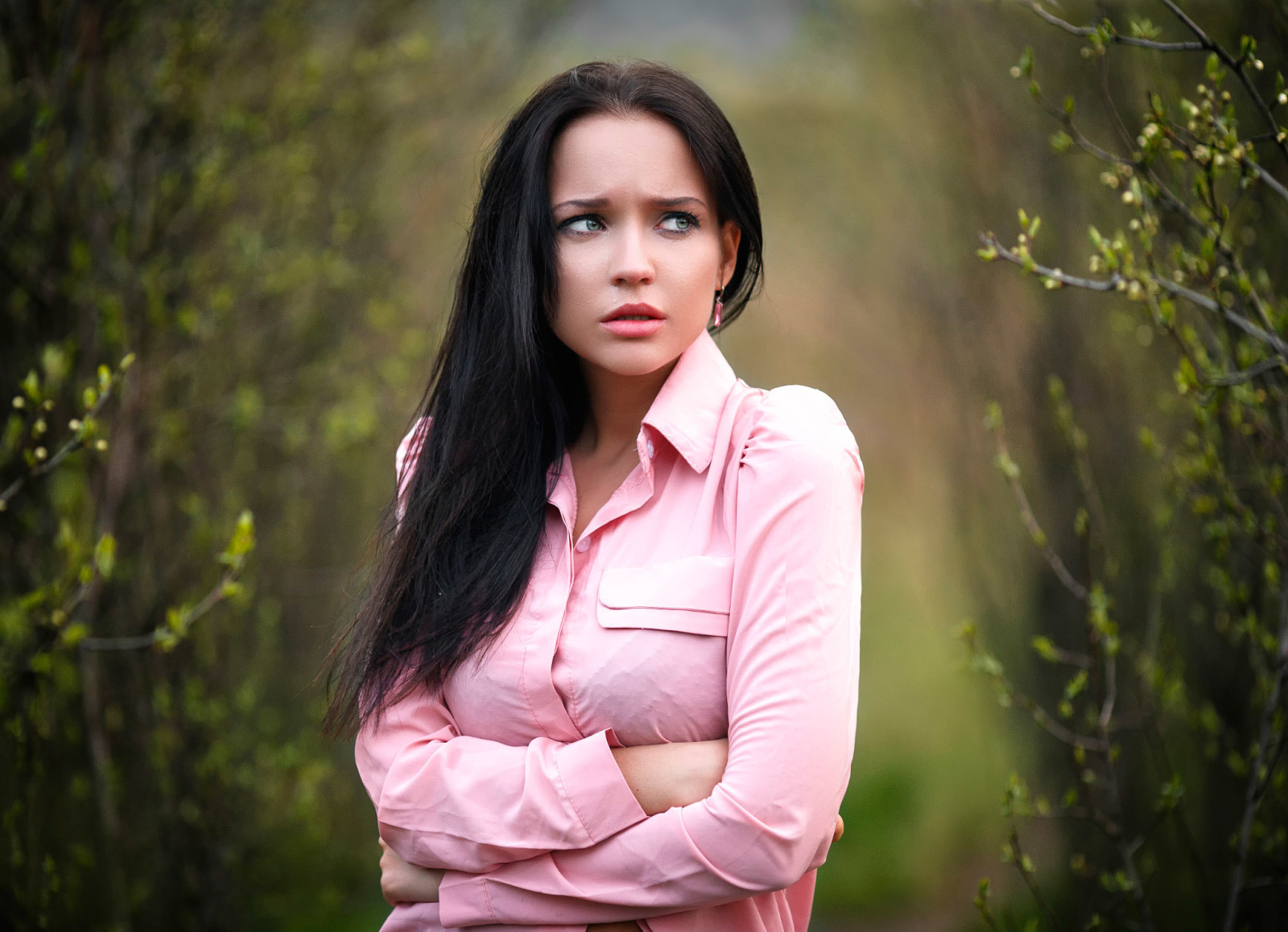 bokeh, frío, camisa, Denis Petrov, la belleza, Angelina