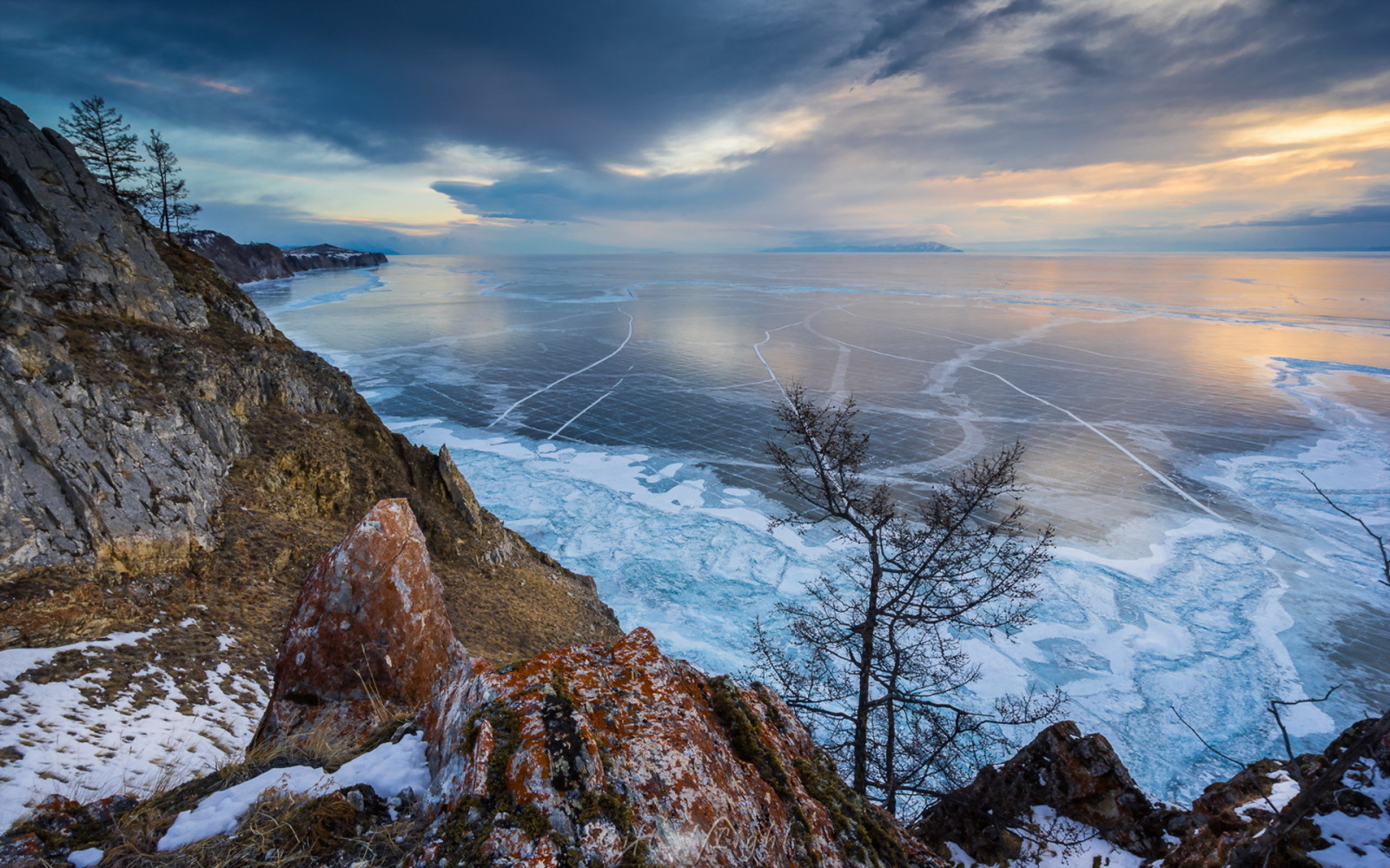 hielo, Bahía, montañas