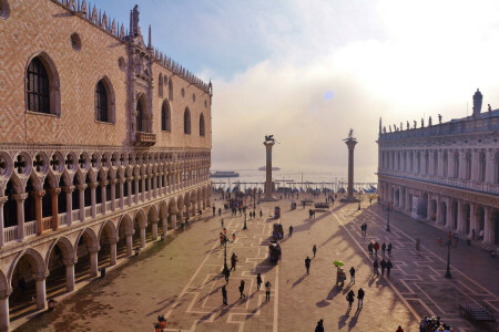 kolumn, Italien, lejon av St. Mark, Piazzetta, Doges palats, Venedig