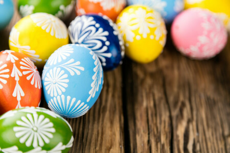 colorful, Easter, eggs, happy, holiday, spring, wood