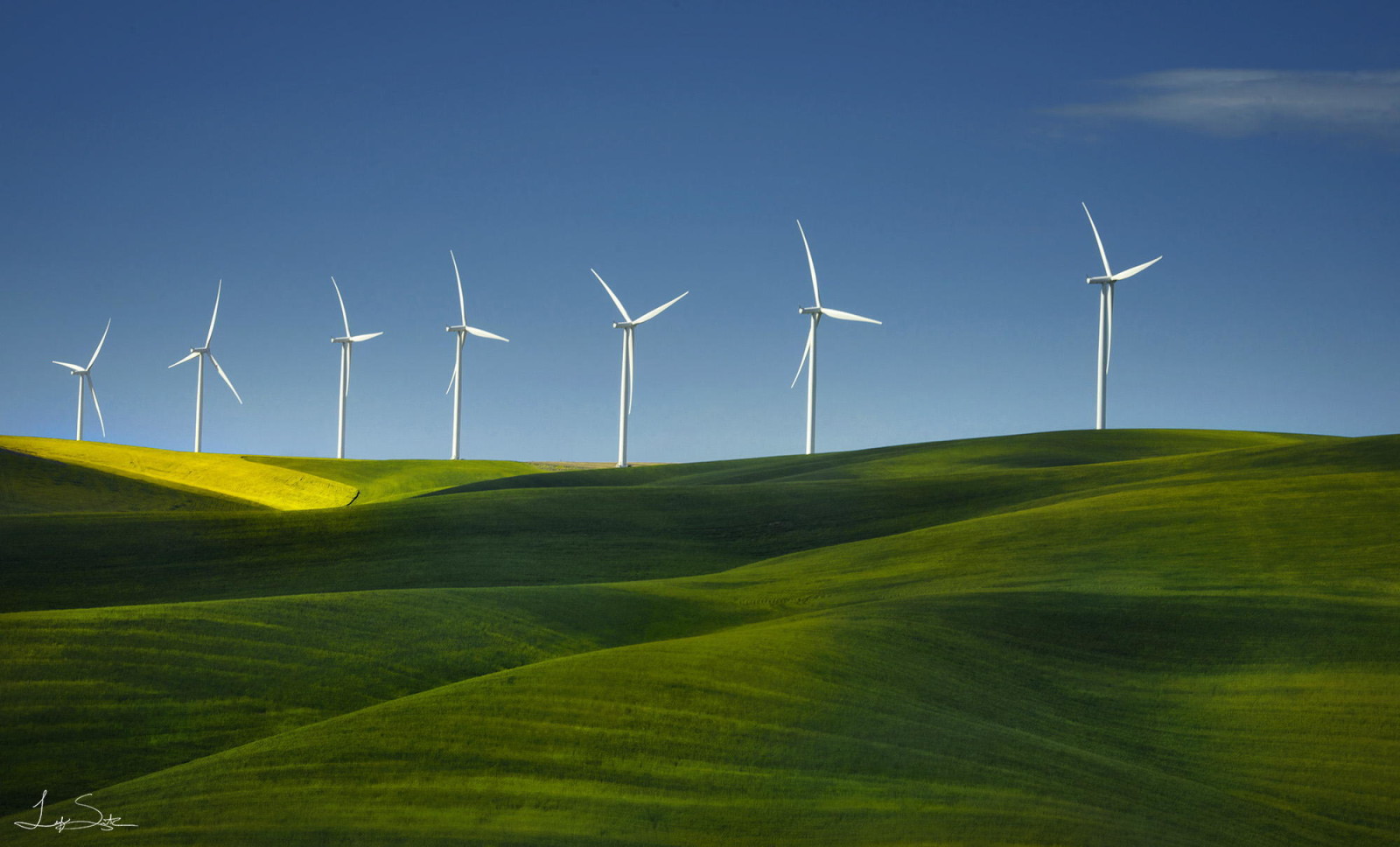 césped, naturaleza, campo, molinos de viento