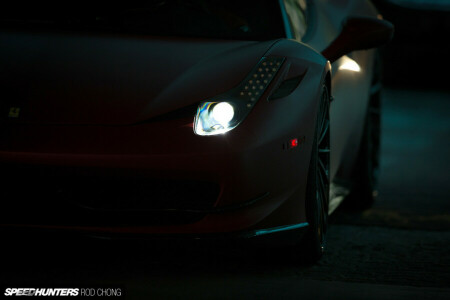 2015, auto, darkness, drives, ferrari, light, lights, Machine