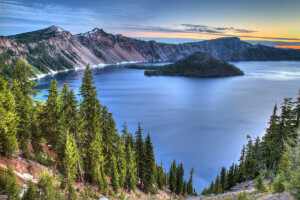 floresta, lago, panorama, montanhas, Parque