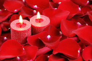 candele, cuore, amore, petali, romantico, Rose, San Valentino