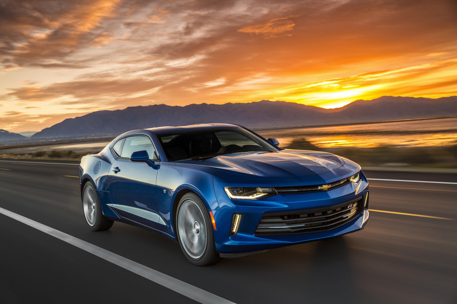 blue, sunset, speed, Sunrise, Camaro