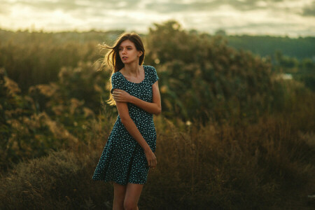 BEAUTY, dress, eyes, face, girl, legs, nature, Valeria