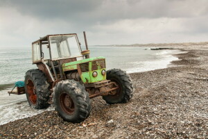 háttér, tenger, traktor