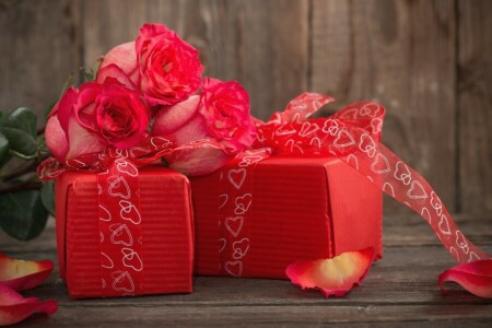 Geschenk, Herz, Liebe, romantisch, Rosen, Valentinstag