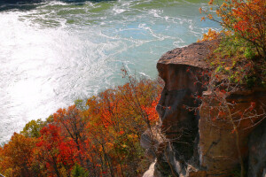 herfst, Canada, Niagara, rivier-, rots, bomen