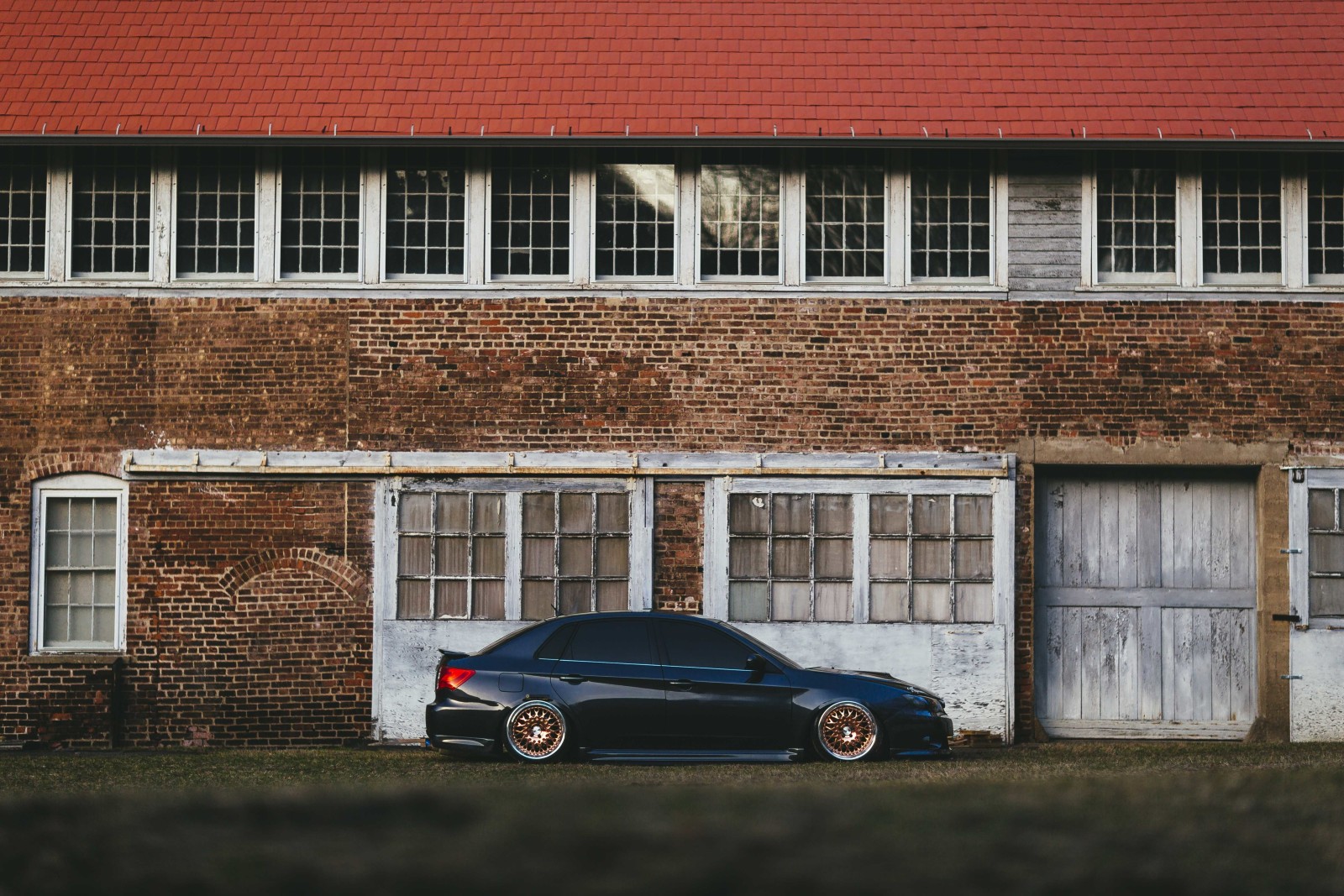 the building, Hangar, side, wheel, Subaru, WRX