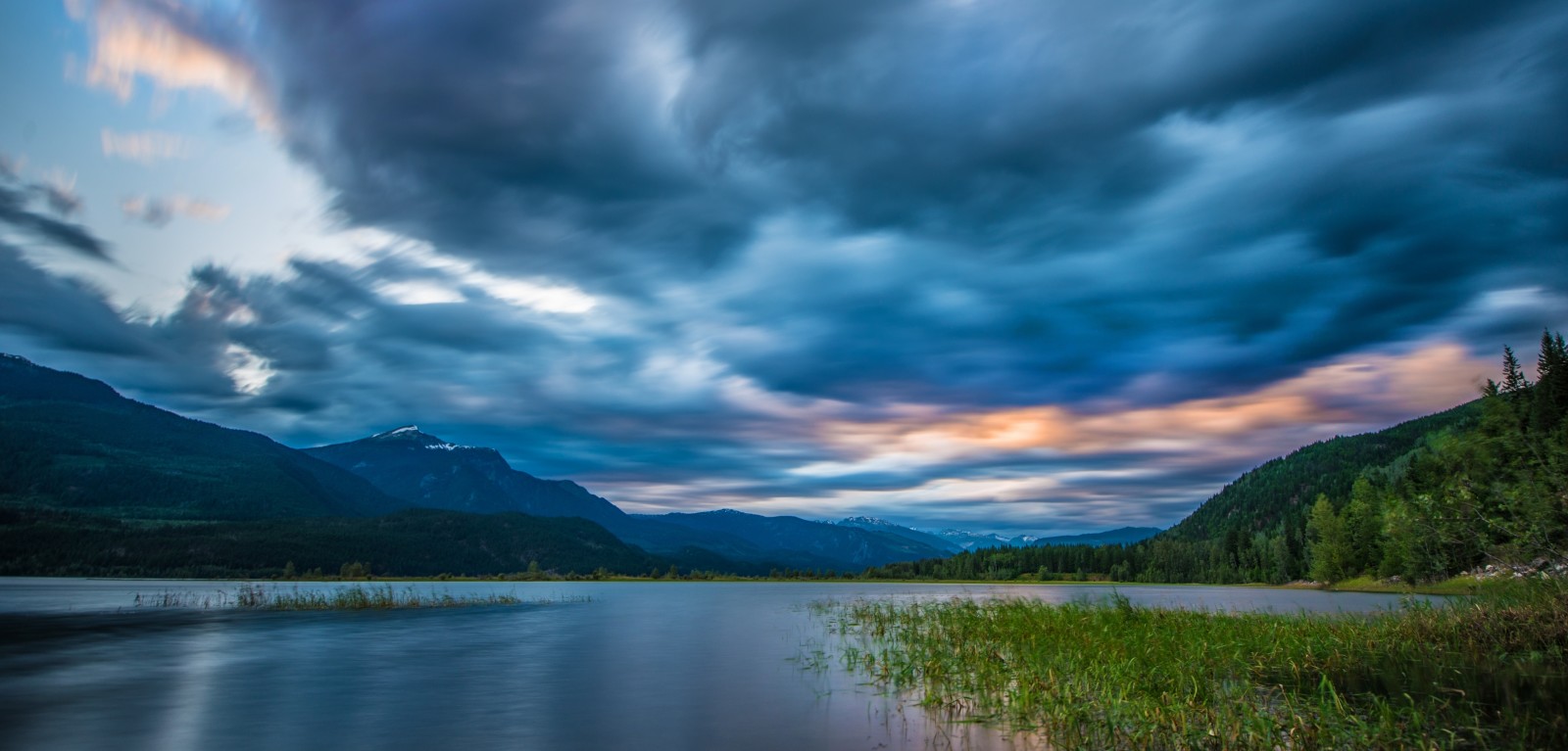 himmelen, flod, kanada, moln, bergen, panorama, British Columbia, Columbia River